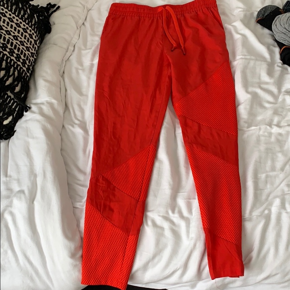 Red vintage adidas joggers